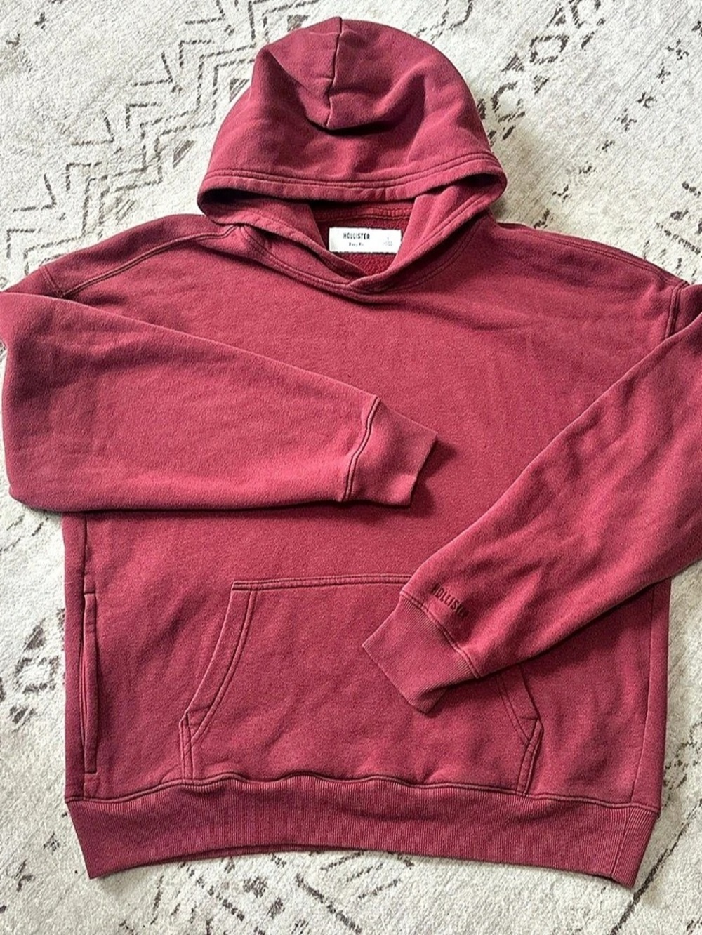 Hollister Dusty Rose Mauve Boxy Fit Fleece Hoodie - Size S